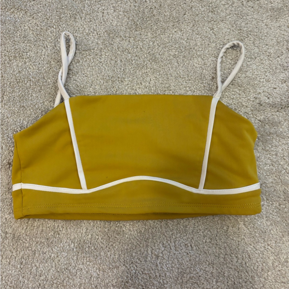 Tiger Friday Mustard Yellow Crop Top with White Trim